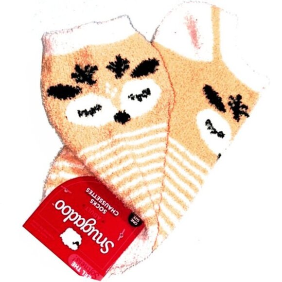 Fuzzy Reindeer Footie Slipper Socks - Picture 3 of 5